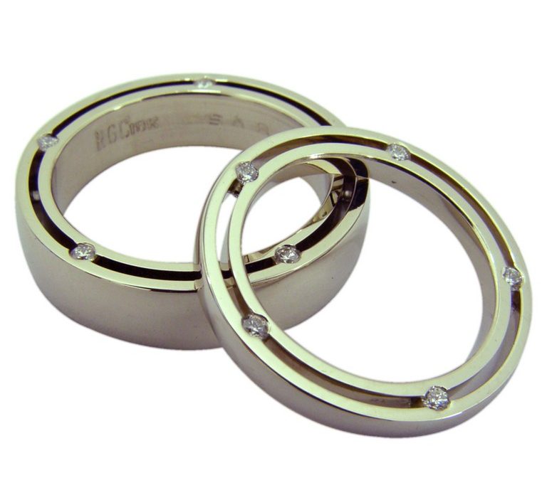 14kt White Gold His & Hers Diamond Wedding Bands