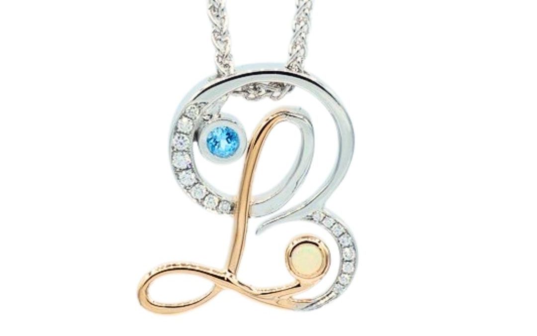 Mother’s Pendant Personalized Birthstone, B and L Initals Rock N Gold Creations